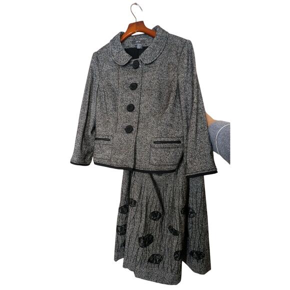Per Se Dresses & Skirts - Per Se Women's Gray Black Wool Blend Tweed 2 Piece Skirt Suit Size US 16 UK 18